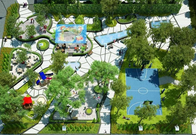 Khuôn viên xanh bên trong dự án Goldseason Nguyễn Tuân