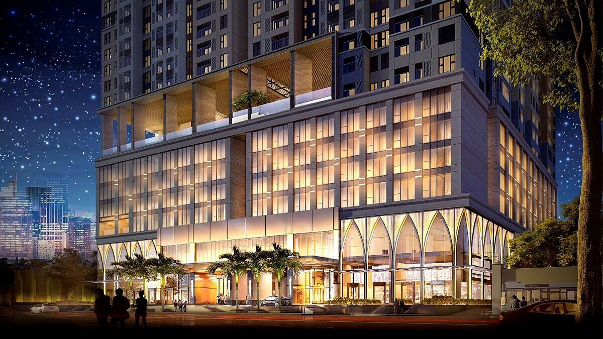 Phối cảnh khách sạn 5 sao quốc tế Avani Saigon do Tập đoàn Khách sạn Minor quản lý, trong khu căn hộ The Grand Manhattan (quận 1, TP HCM).