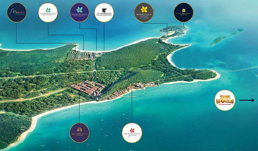 Kết nối từ dự án New An Thới Nam Phú Quốc đến các khu nghỉ dưỡng của Sun Group.