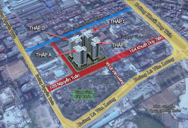 Các hướng di chuyển vào tòa nhà Việt Đức Sông Đà
