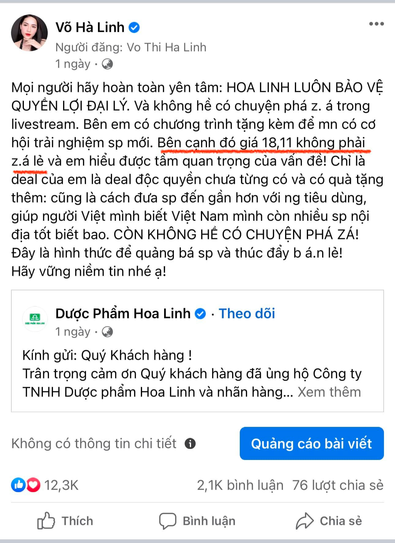 "Thần chiến" Võ Hạ Linh đăng đàn giải thích về tin đồn "lật xe", liên tục nói trong livestream bán combo
