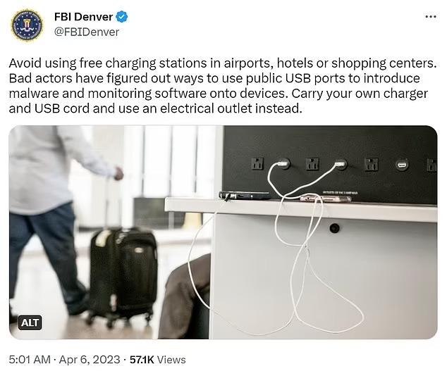 FBI cảnh báo bất cứ ai trên thế giới tuyệt đối không sử dụng các trạm sạc điện thoại công cộng tại sân bay và khách sạn, cực kỳ rủi ro ngay cả khi bạn cẩn thận - Ảnh 1.