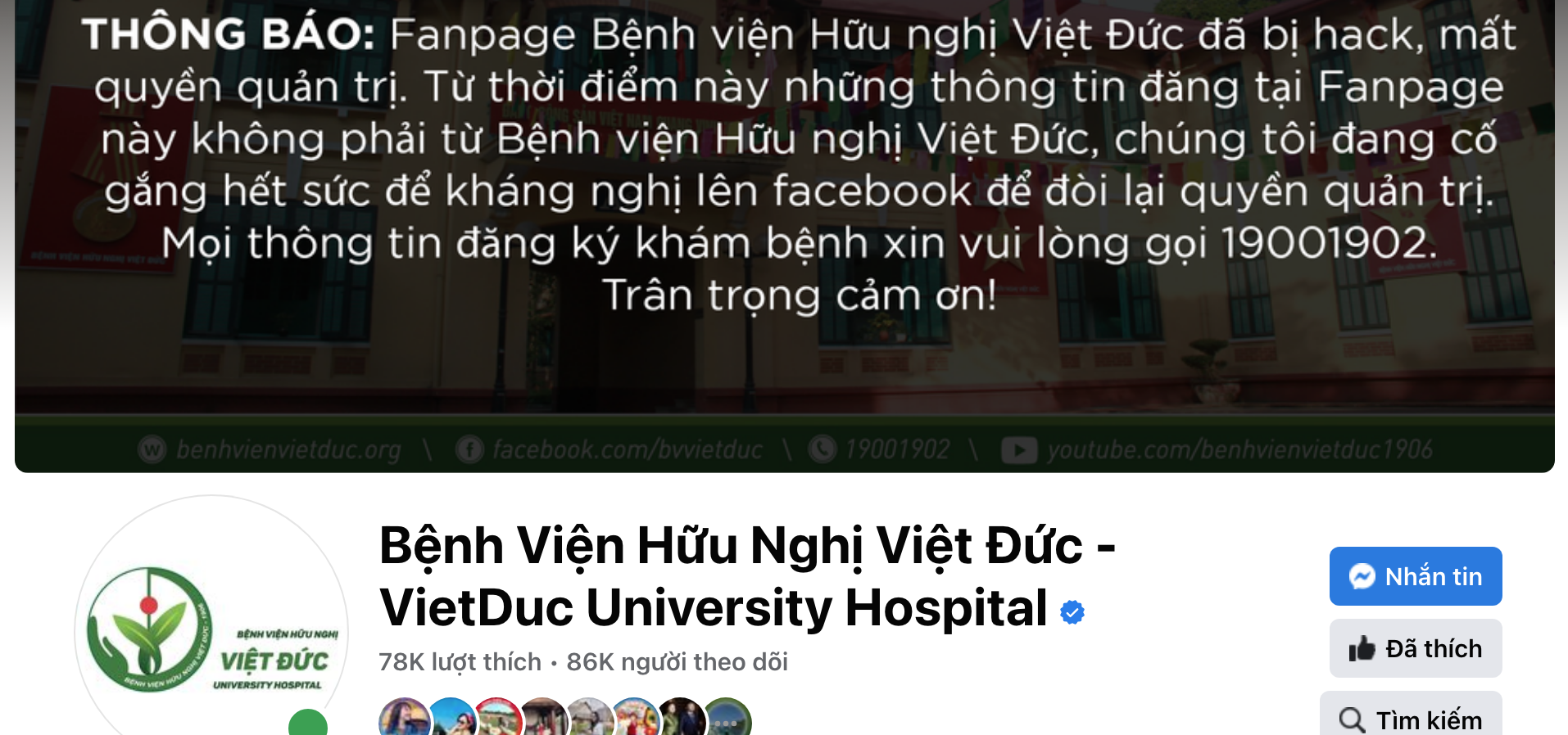 Trang Facebook có tick xanh của Bệnh viện Việt Đức bị hacker tấn công - Ảnh 1.