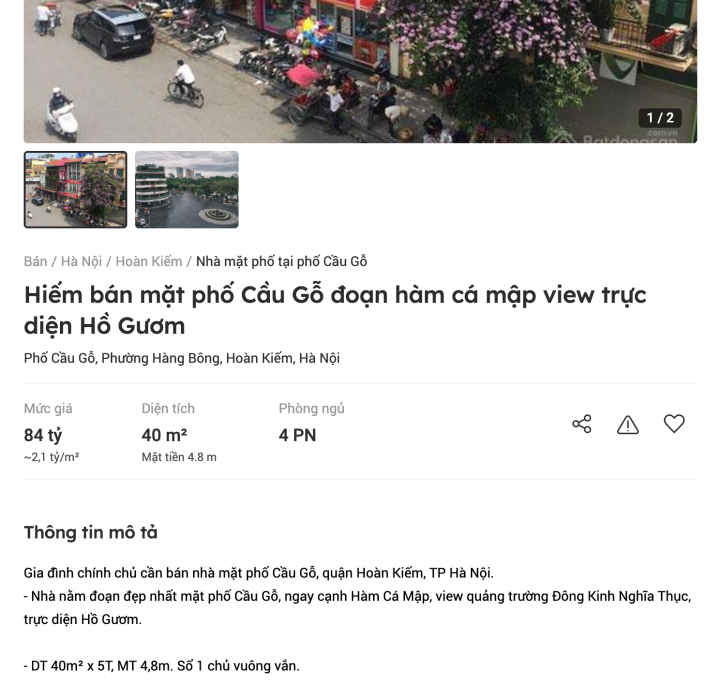 Nhà phố cũ Hà Nội ồ ạt rao bán: Giá cao ngất ngưởng 2,1 tỷ đồng/m2, chỉ giới siêu giàu mới dám mua - Ảnh 1.