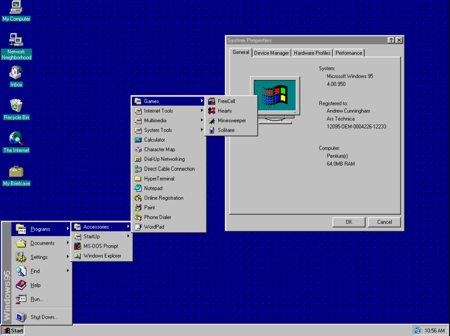Menu Start đầu tiên trên Windows 95.jpg