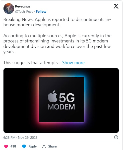 Chip modem 5G nội bộ của Apple có thể bị đình chỉ vô thời hạn - Ảnh 2